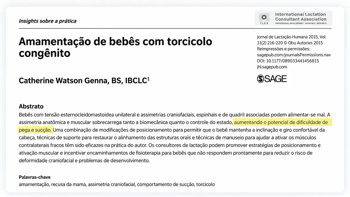 Assimetrias cranianas e torcicolos congênitos dificultam a amamentação