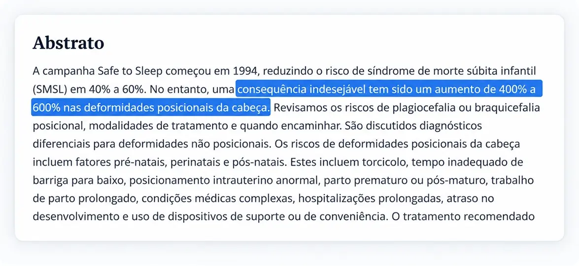 Aumento de até 600% das assimetrias cranianas